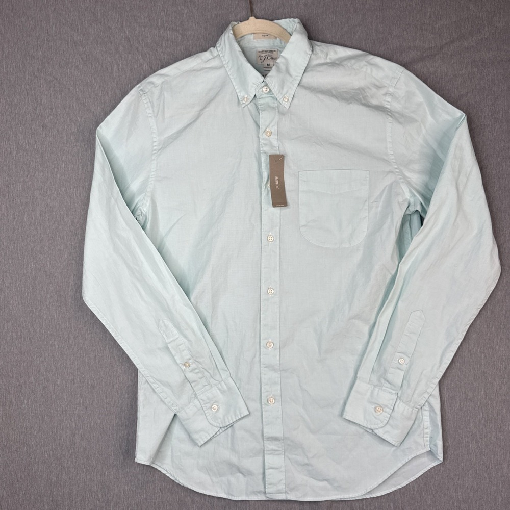 J Crew 100's 2 Ply Yarns Men's Slim Medium Shirt  Secret Wash Blue Casual Preppy